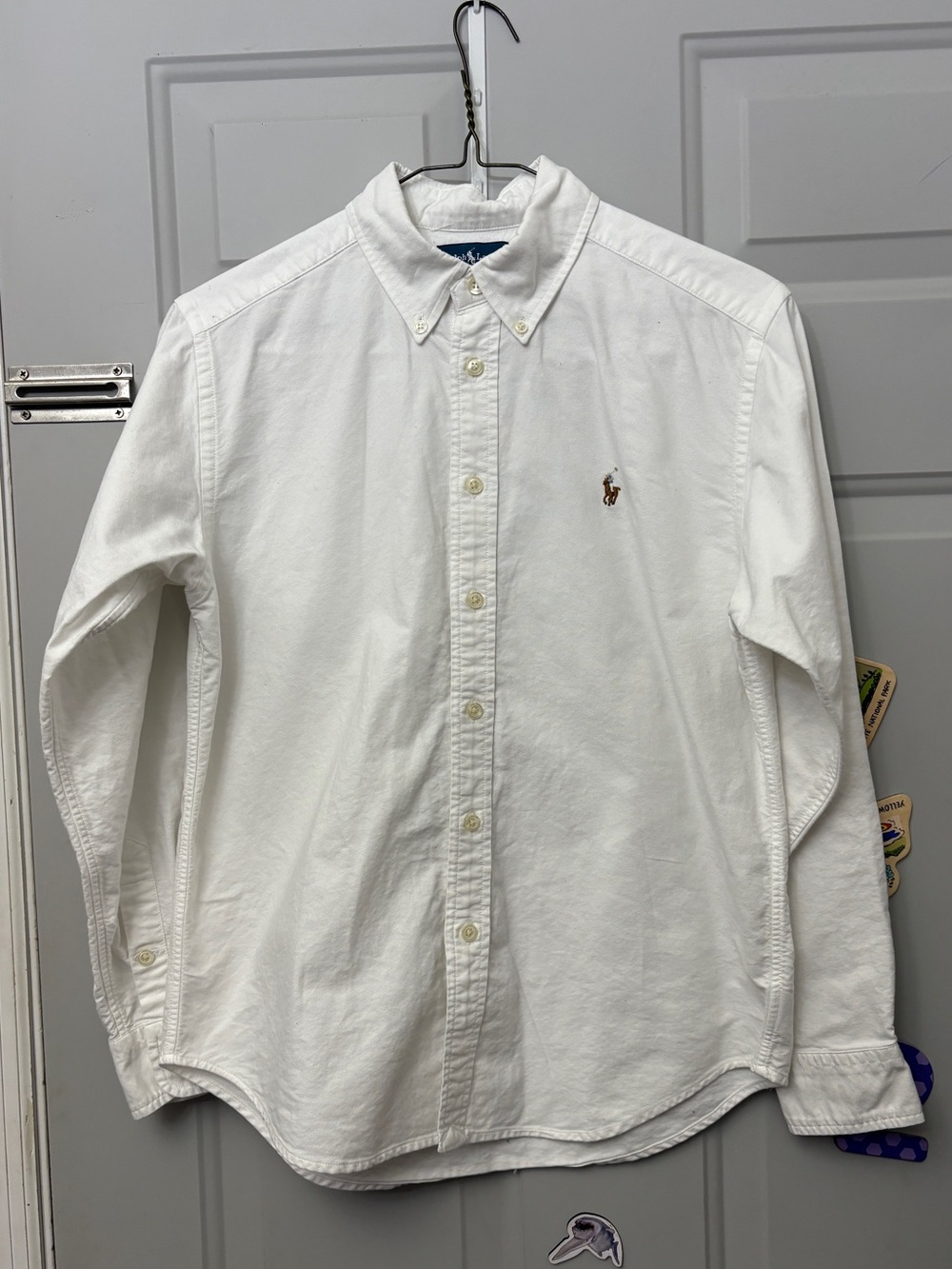 Ralph Lauren Men's White Button-Down Oxford Shirt with Embroidered Pony